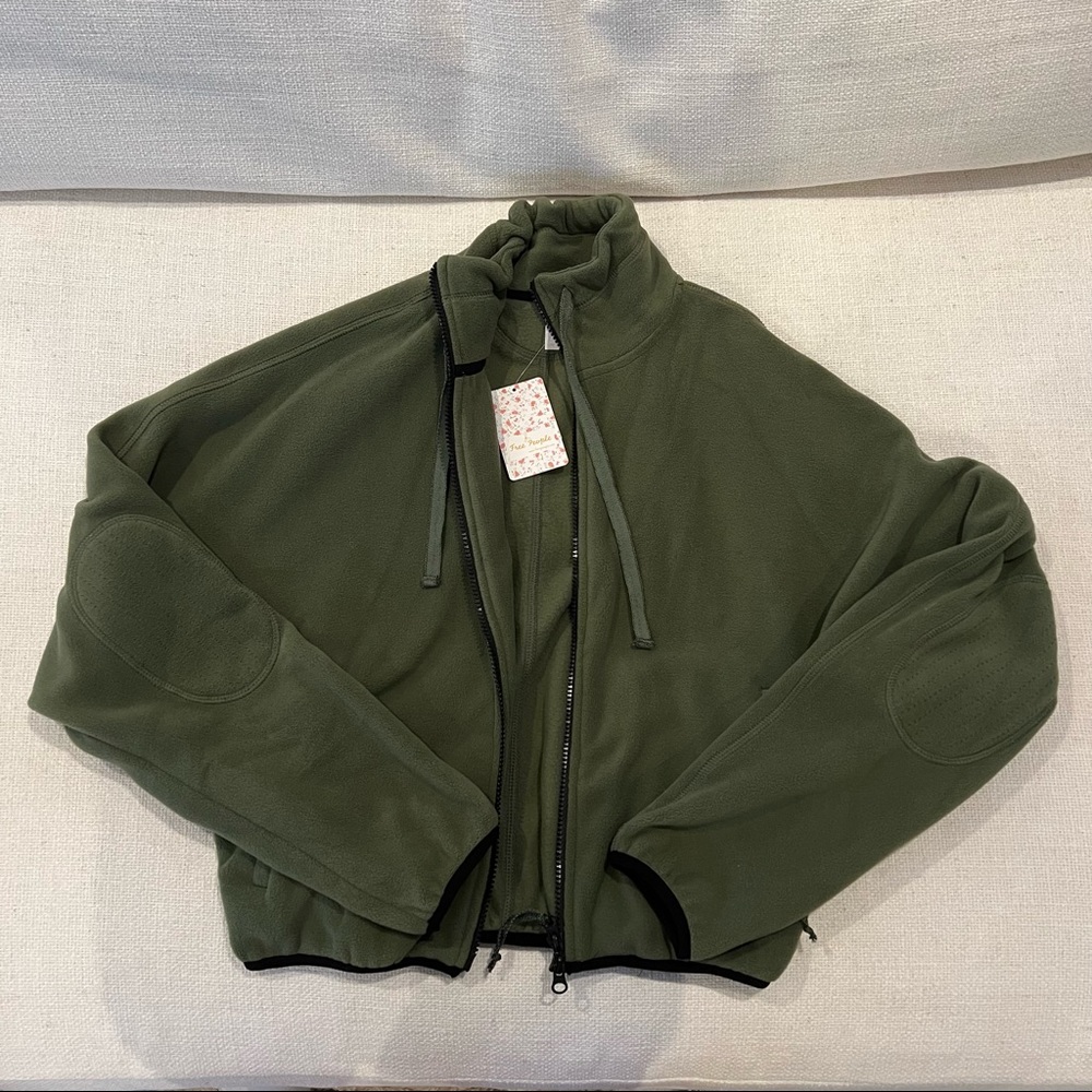 NWT Free People FP Movement Crop Zip Up in Soft Army